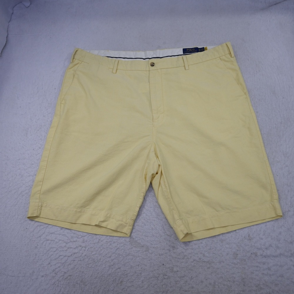 Polo Ralph Lauren Chino Shorts Mens 42 Classic Fit Yellow Flat Front Cotton TALL